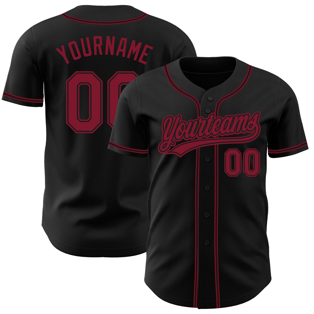 Custom Black Crimson Authentic Baseball Jersey