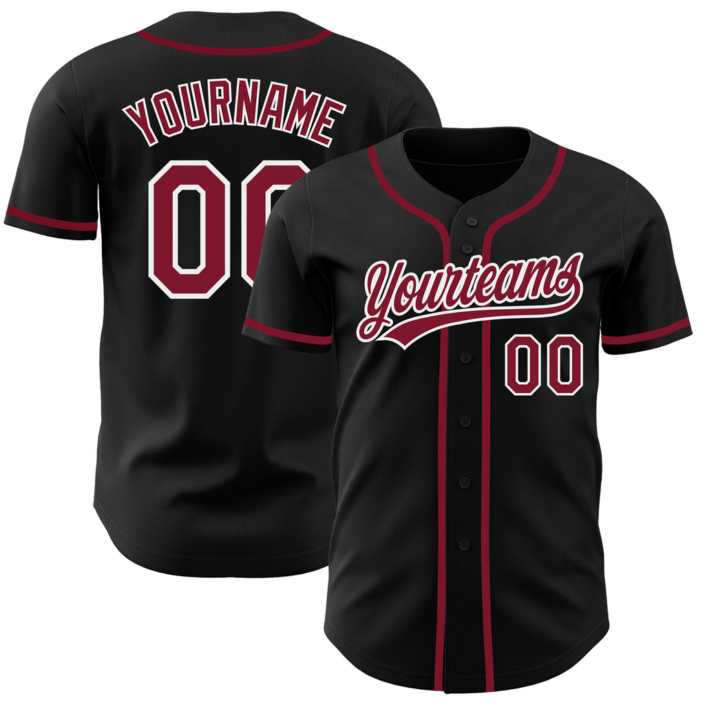 Custom Black Crimson-White Authentic Baseball Jersey