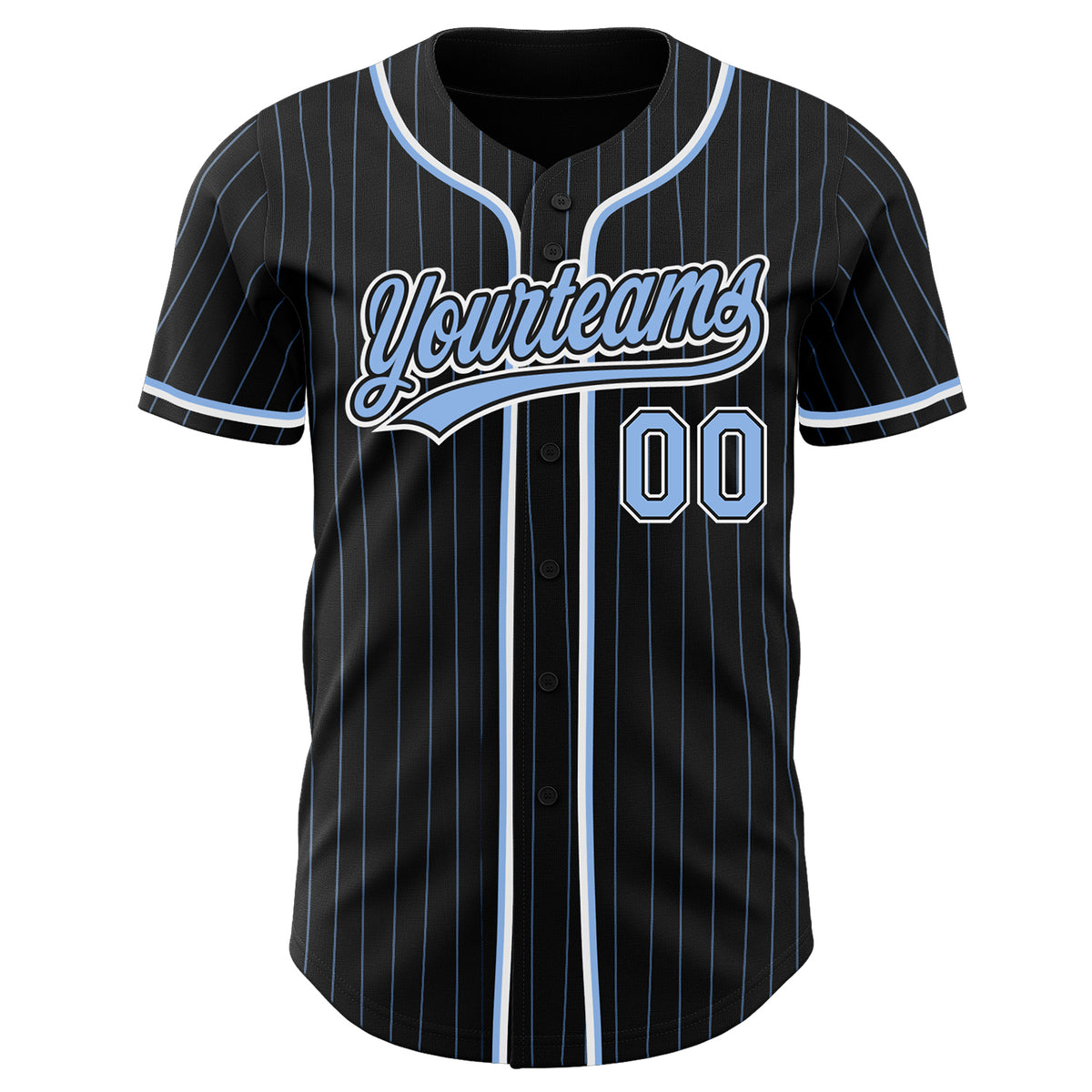 Custom Black Light Blue Pinstripe Light BlueWhite Authentic Baseball