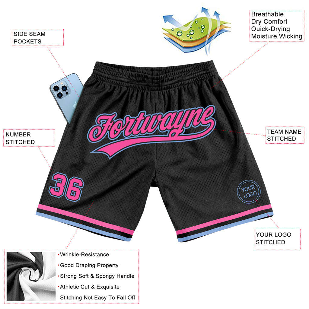 New Bulls Style Basketball Shorts with Pockets PINK Chicago Stitched S-3XL