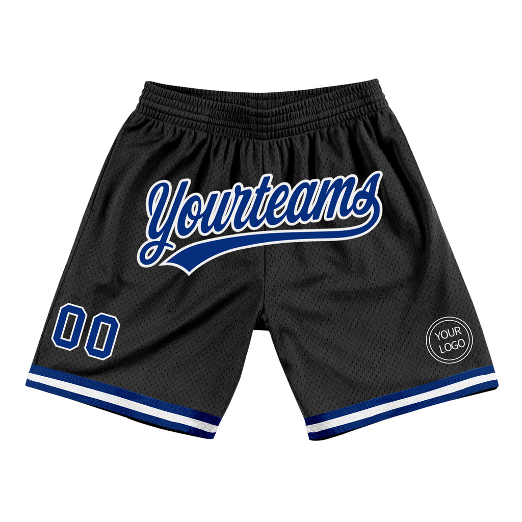 Custom Black Royal-White Authentic Throwback Basketball Shorts