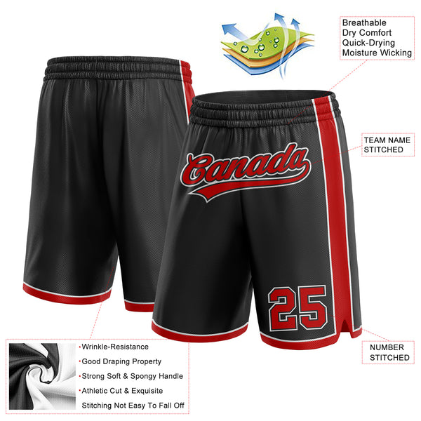 Custom Black Red-White Authentic Basketball Shorts