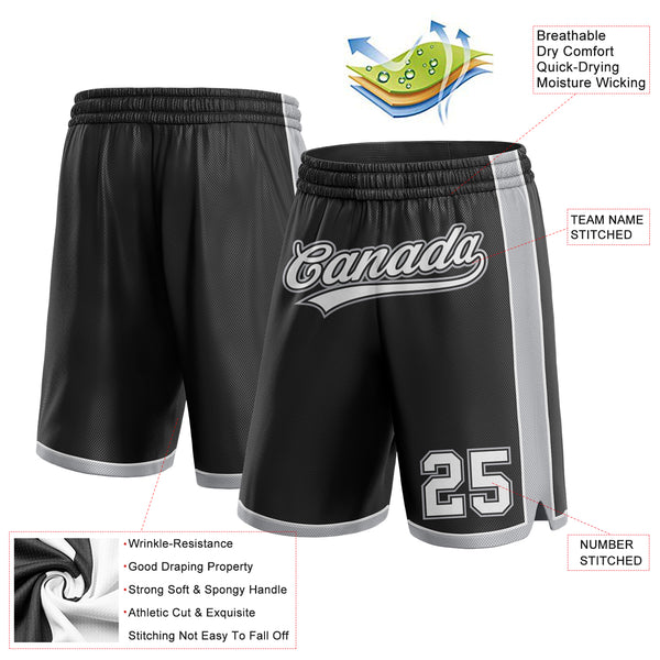 Custom Black White-Gray Authentic Basketball Shorts