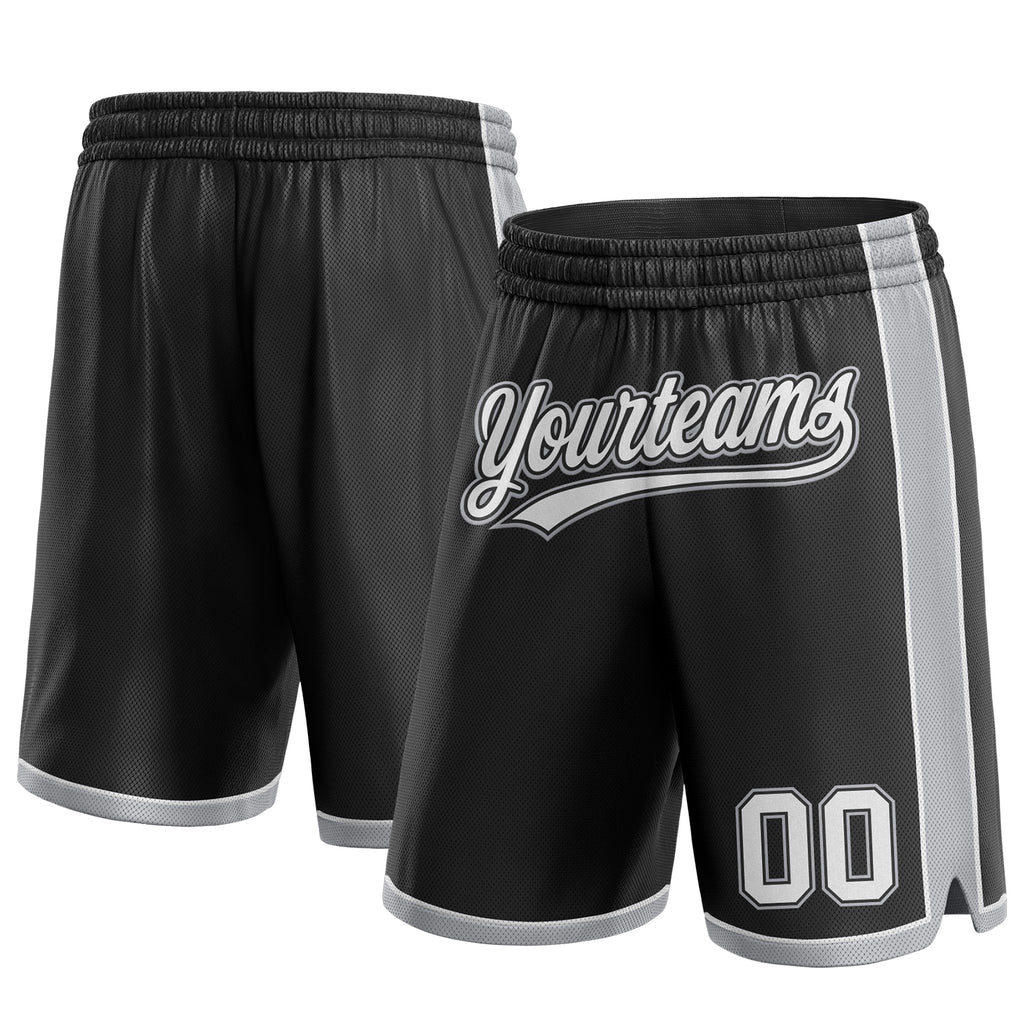 Custom Black White-Gray Authentic Basketball Shorts