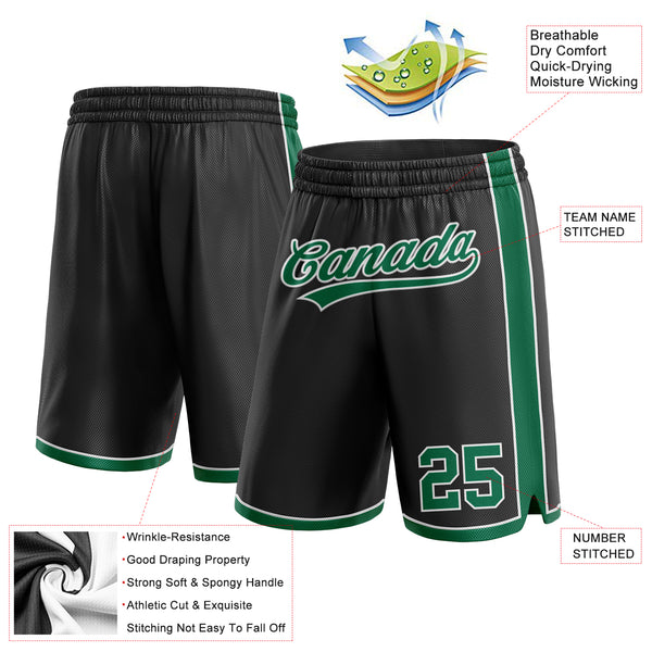 Custom Black Kelly Green-White Authentic Basketball Shorts