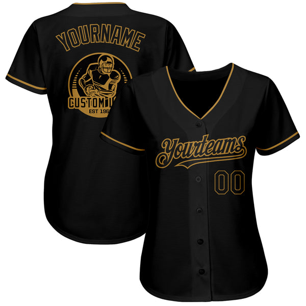 Custom Black Old Gold Authentic Baseball Jersey