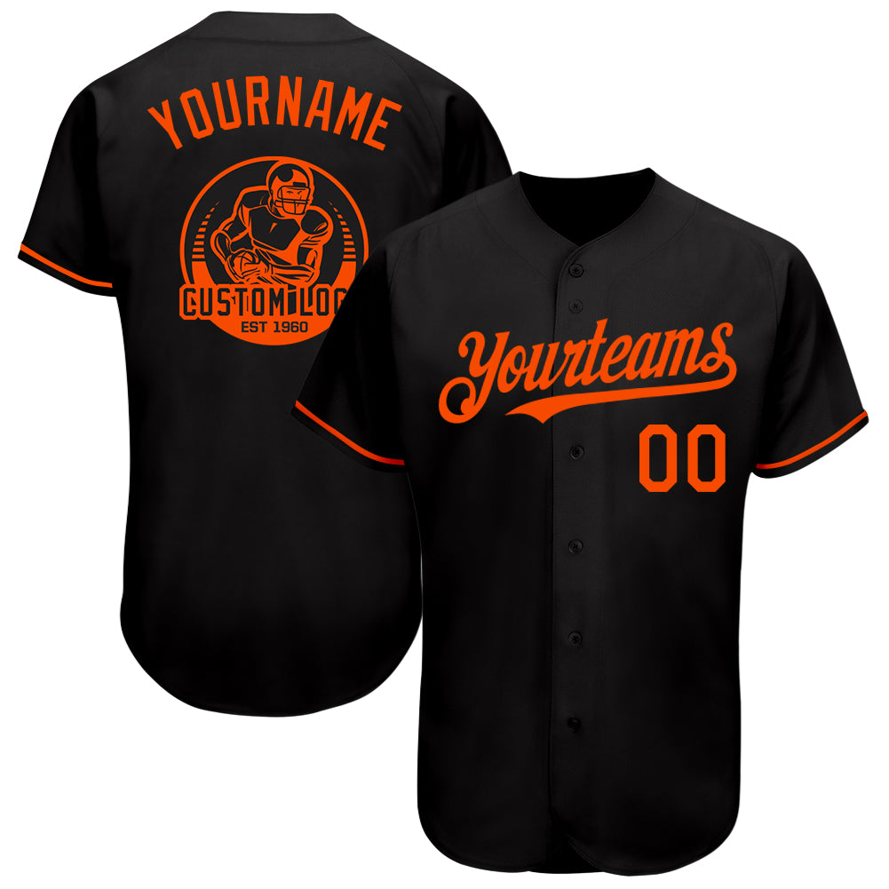 Custom Black Orange Authentic Baseball Jersey