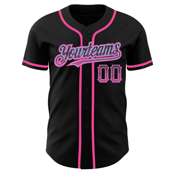 Custom Black Pink-Light Blue Authentic Drift Fashion Baseball Jersey