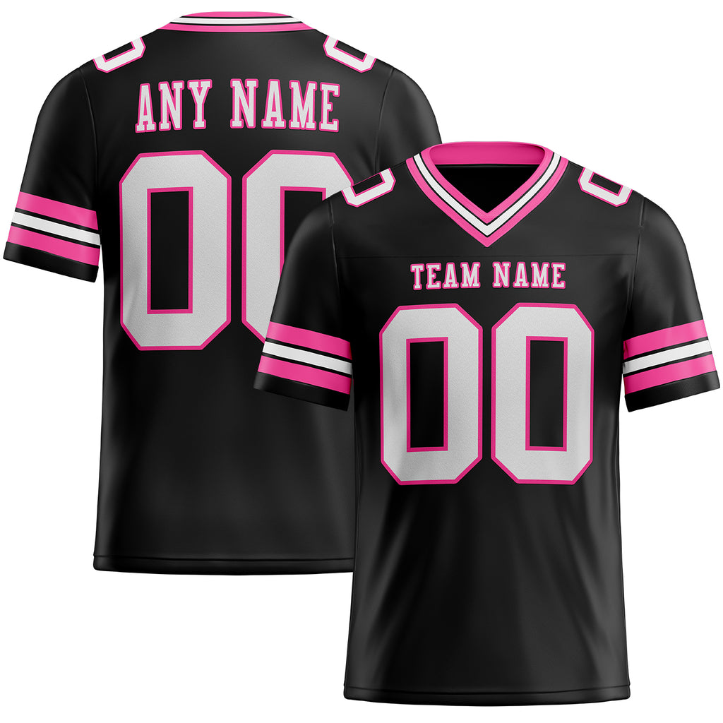 Custom Black White-Pink Mesh Authentic Football Jersey