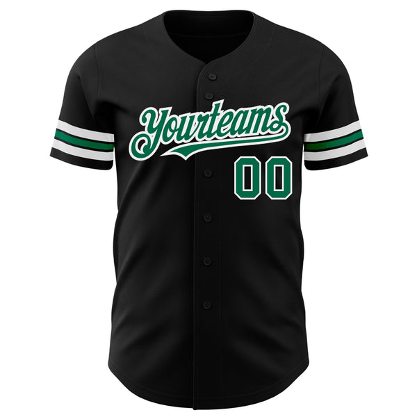 Custom Black Kelly Green=White Authentic Baseball Jersey