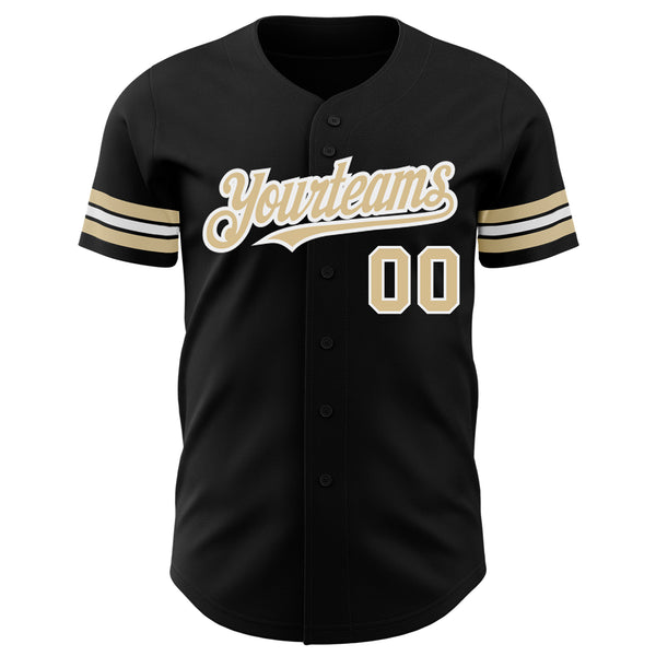 Custom Black Vegas Gold-White Authentic Baseball Jersey