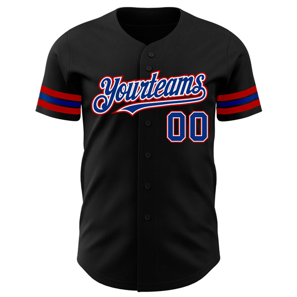 Custom Black Royal-Red Authentic Baseball Jersey