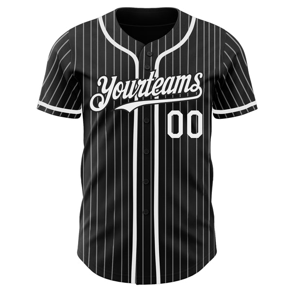 Custom Black White Pinstripe Authentic Baseball Jersey