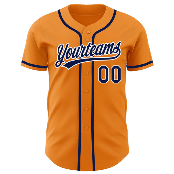 Custom Bay Orange Navy-White Authentic Baseball Jersey