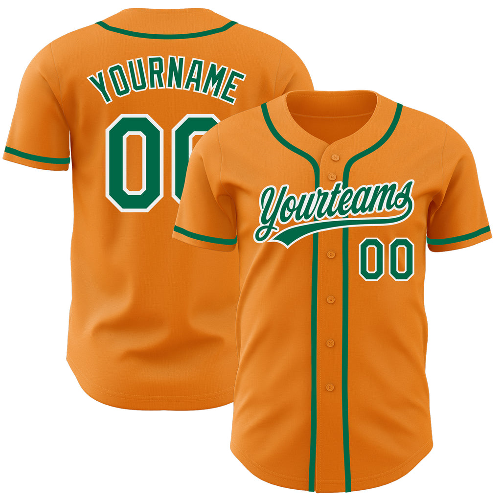 Custom Bay Orange Kelly Green-White Authentic Baseball Jersey