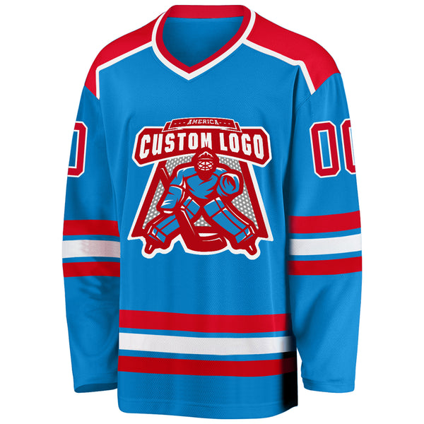 Custom Blue Red-White Hockey Jersey