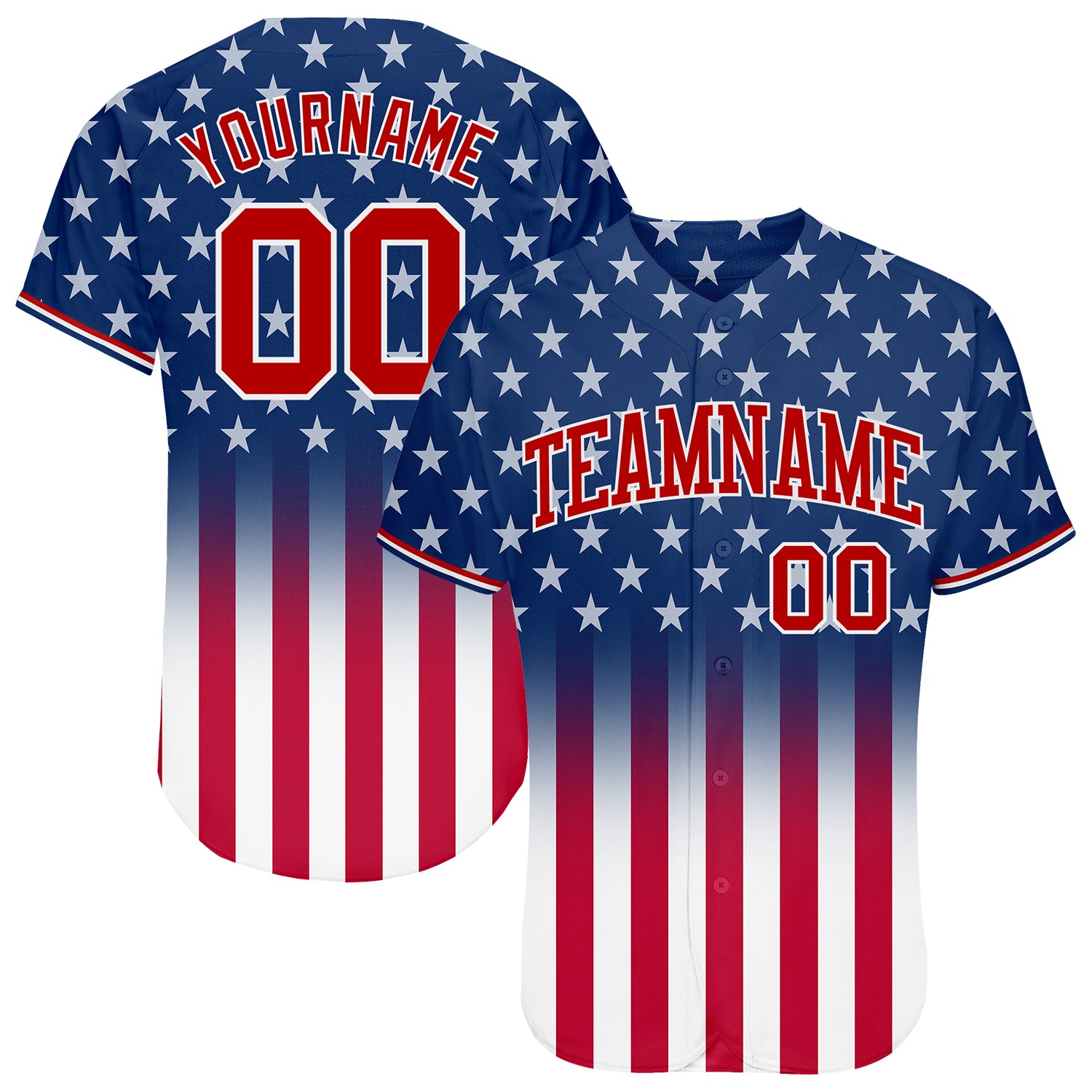 red white and blue baseball uniforms