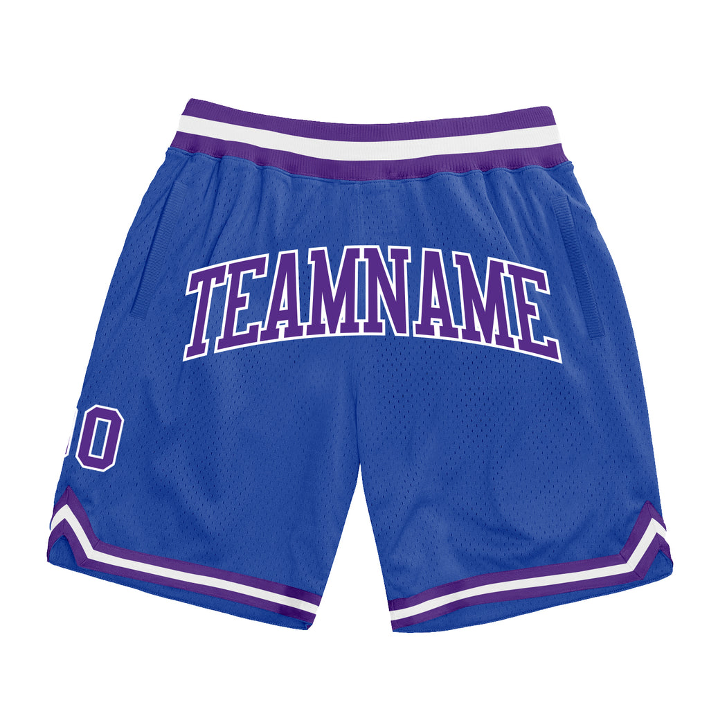 Custom Blue Purple-White Authentic Throwback Basketball Shorts