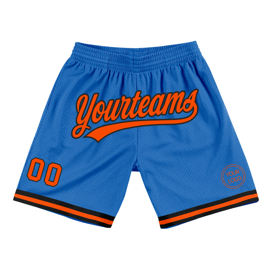 Custom Blue Orange-Black Authentic Throwback Basketball Shorts