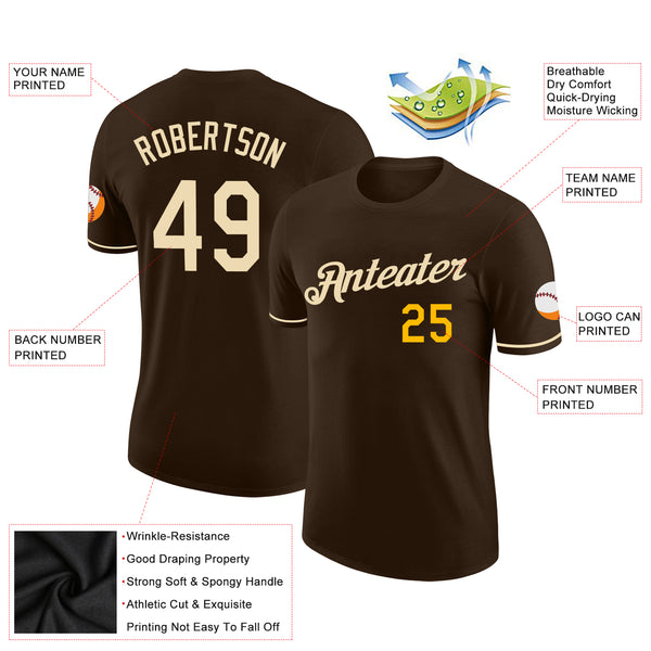 Custom Brown Cream-Gold Performance T-Shirt