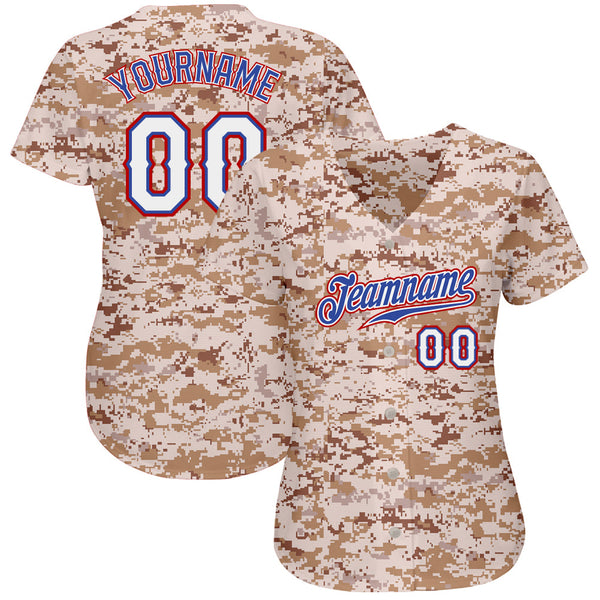 Custom Camo White-Royal Authentic Salute To Service Baseball Jersey