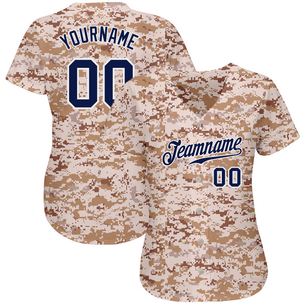 Custom Camo Navy-White Authentic Salute To Service Baseball Jersey