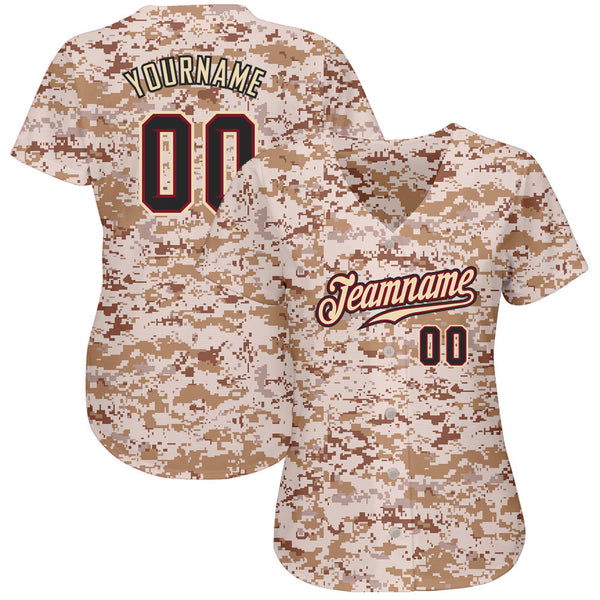 Custom Camo Black-Crimson Authentic Salute To Service Baseball Jersey