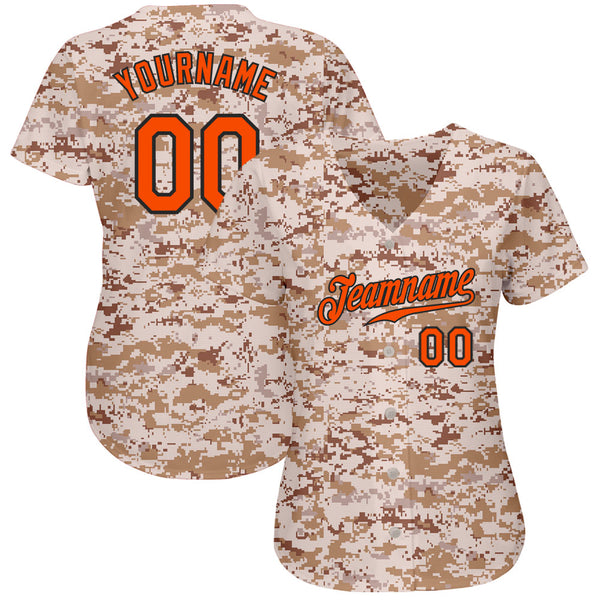 Custom Camo Orange-Black Authentic Salute To Service Baseball Jersey