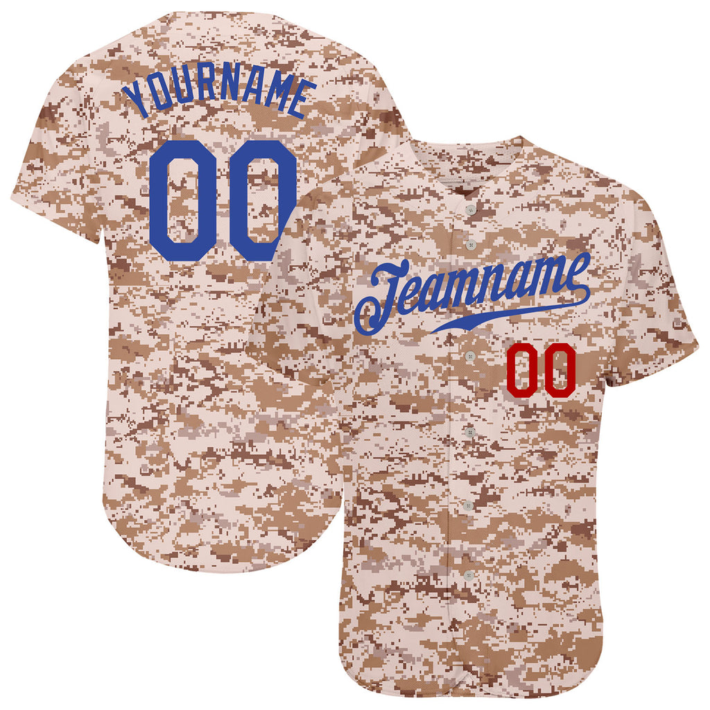 Custom Camo Royal-Red Authentic Salute To Service Baseball Jersey