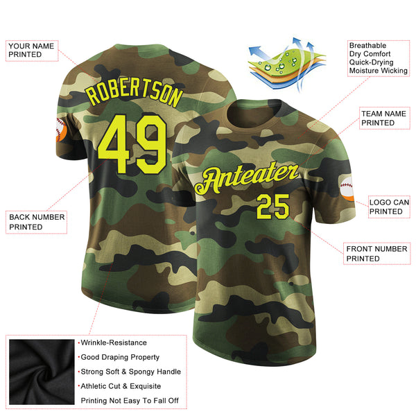 Custom Camo Neon Yellow-Black Performance Salute To Service T-Shirt