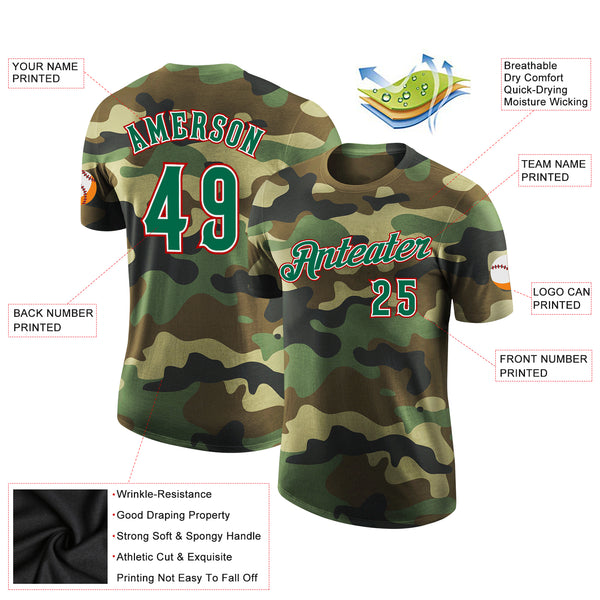 Custom Camo Kelly Green-Red Performance Salute To Service T-Shirt