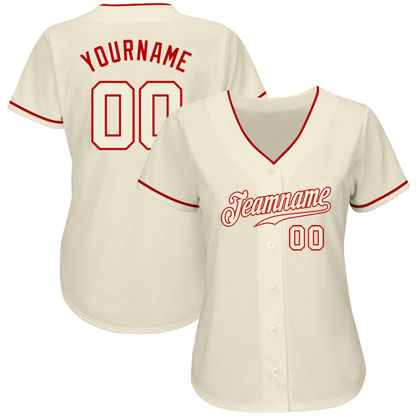 Custom Cream Cream-Red Authentic Baseball Jersey