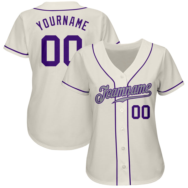 Custom Cream Purple-Gray Authentic Baseball Jersey