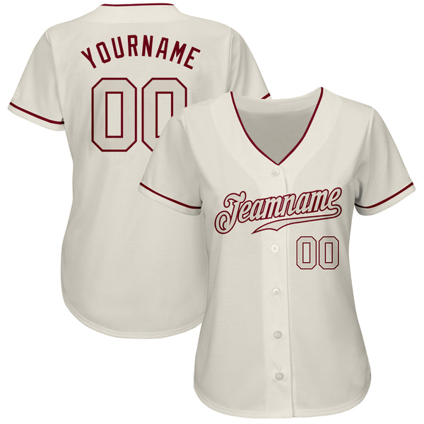 Custom Cream Cream-Crimson Authentic Baseball Jersey