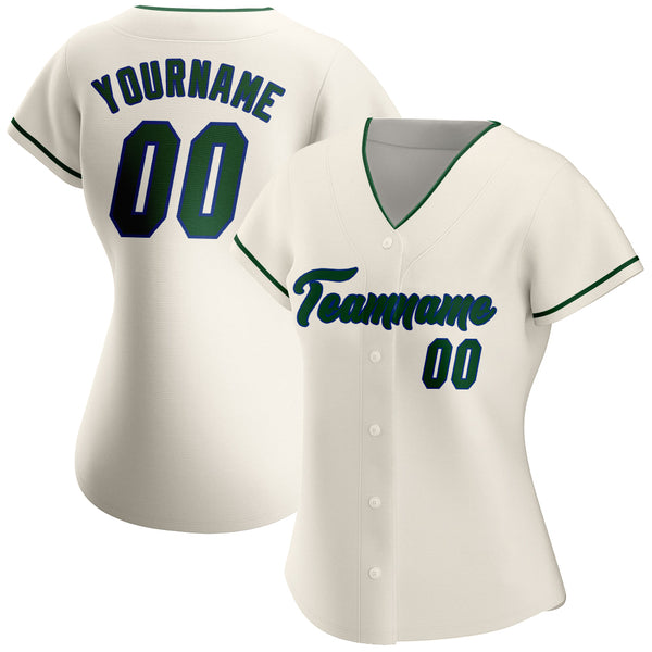 Custom Cream Green-Royal Authentic Baseball Jersey