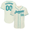 Custom Cream Teal Pinstripe Teal-Gray Authentic Baseball Jersey