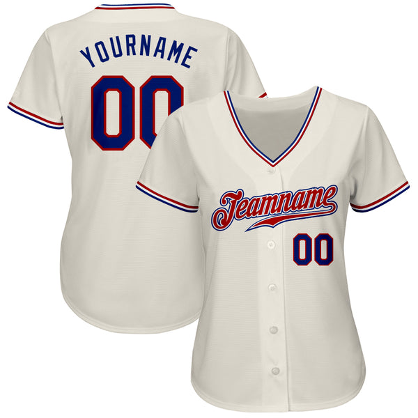 Custom Cream Royal-Red Authentic Baseball Jersey