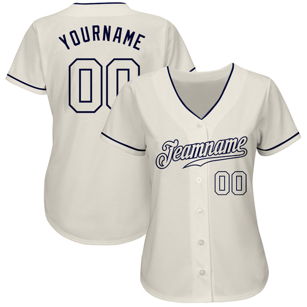 Custom Cream Cream-Navy Authentic Baseball Jersey