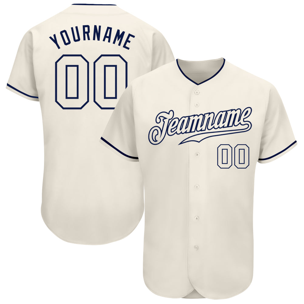 Custom Cream Cream-Navy Authentic Baseball Jersey