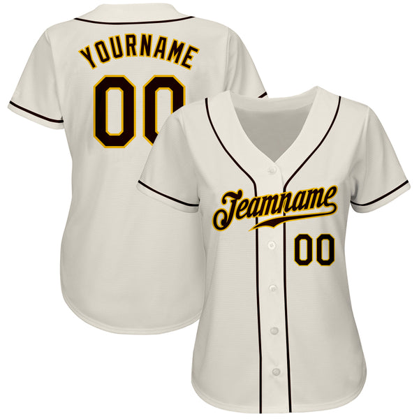 Custom Cream Brown-Gold Authentic Baseball Jersey