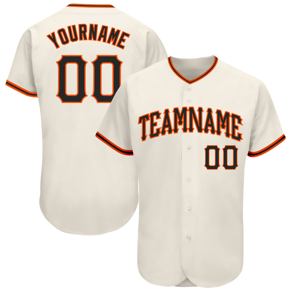 Custom Cream Black-Orange Authentic Baseball Jersey