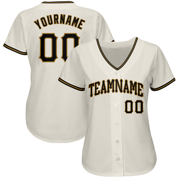 Custom Cream Black-Old Gold Authentic Baseball Jersey