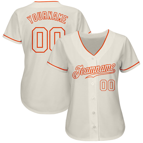 Custom Cream Cream-Orange Authentic Baseball Jersey