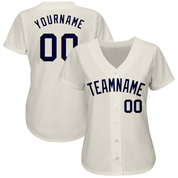 Custom Cream Navy Authentic Baseball Jersey