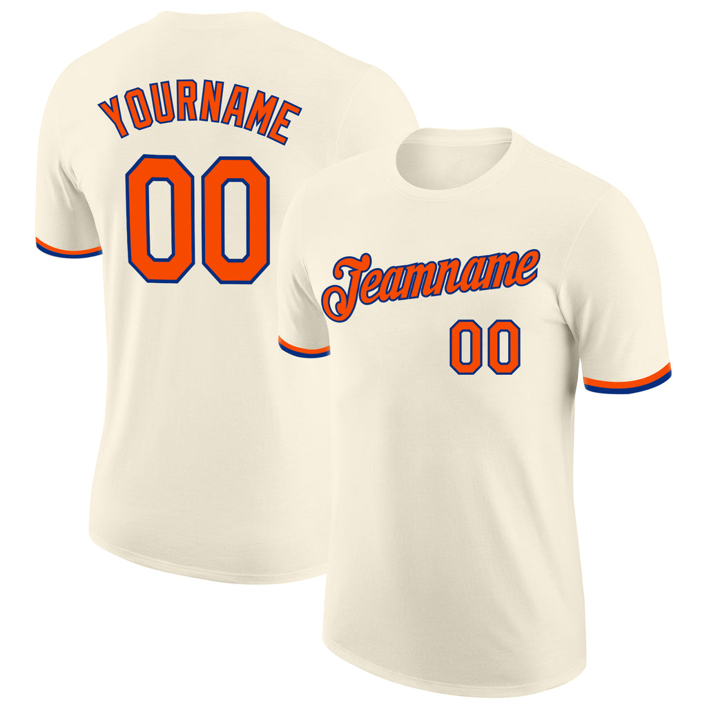 Custom Cream Orange-Royal Performance T-Shirt