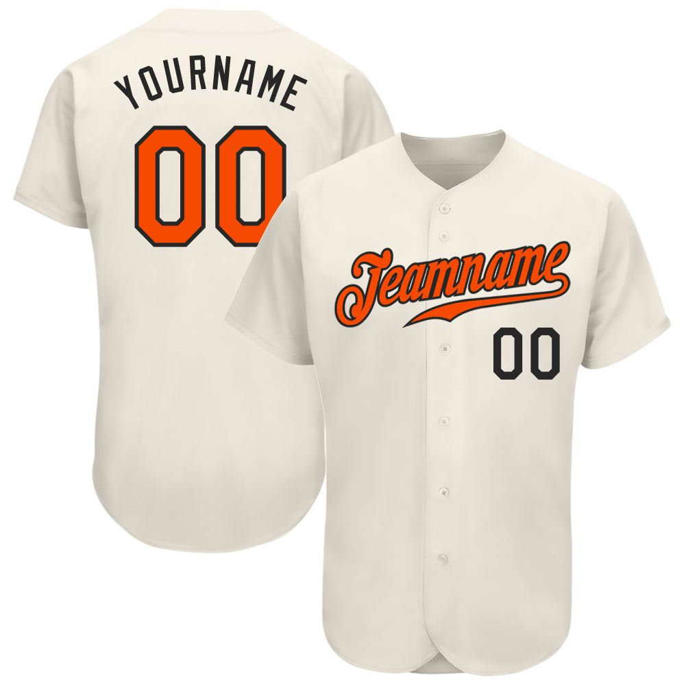 Custom Cream Orange-Black Authentic Baseball Jersey