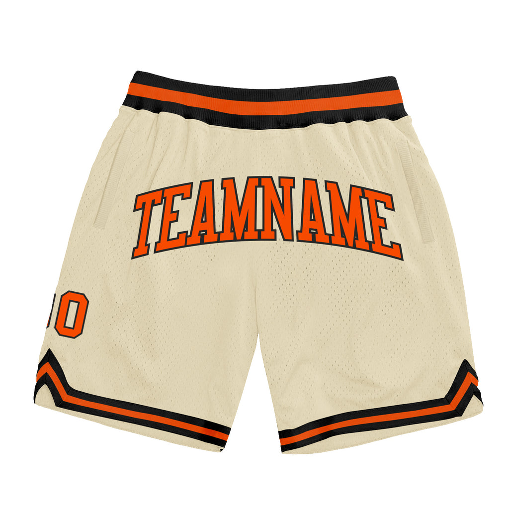 Custom Cream Orange-Black Authentic Throwback Basketball Shorts