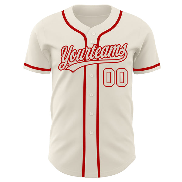 Custom Cream Cream-Red Authentic Baseball Jersey