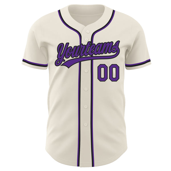 Custom Cream Purple-Black Authentic Baseball Jersey