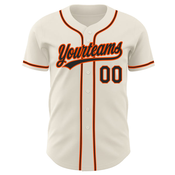 Custom Cream Black-Orange Authentic Baseball Jersey